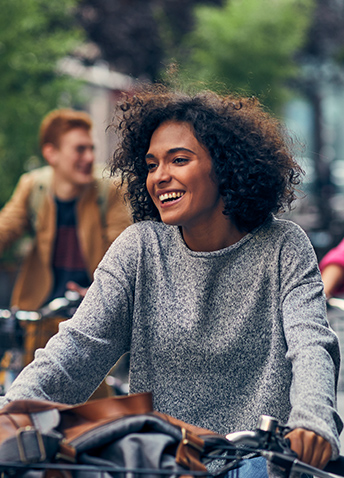 Woman riding a bike