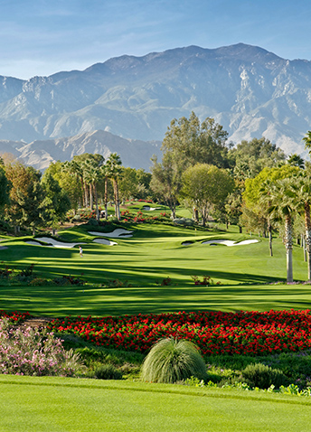 Golf course with mountain in the background