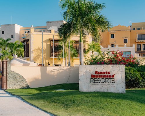 Sports Illustrated Resort sign with resort in the background